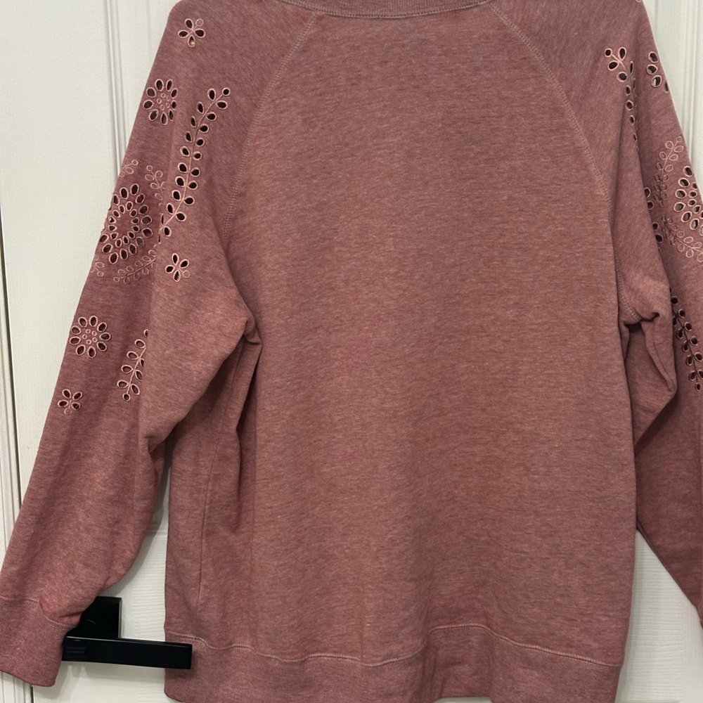 NWOT Joei & T Shirt Cotton Blend Long Sweatshirt Dust Pink Size 1X Ptp 24" - Picture 5 of 6